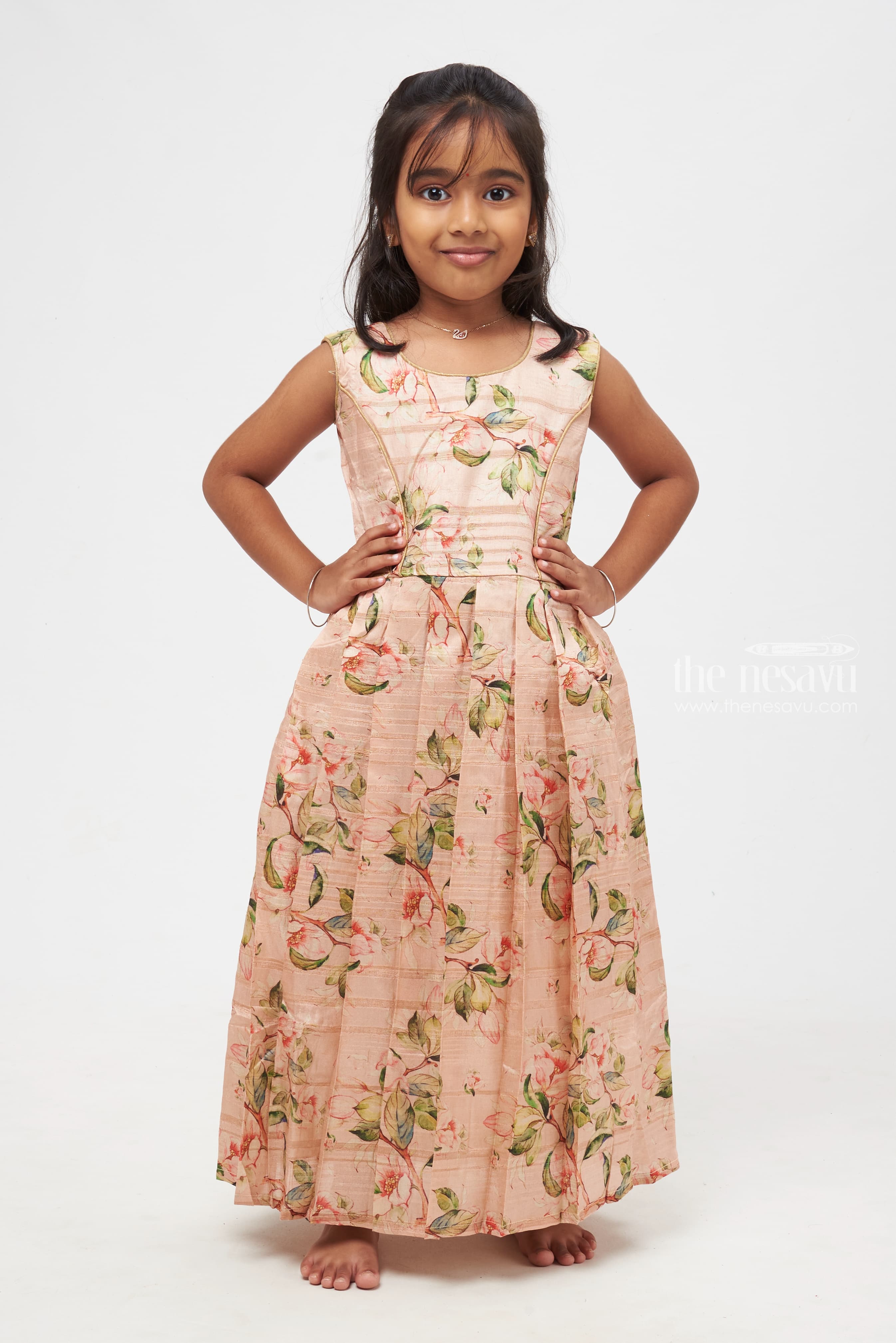 Buy Fawn Sequins Embroidery Gown and Velvet Jacket for Girls Online